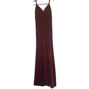 Wine Red Velvet Glitter Stretchy Evening Gown Prom Dress Wedding Spaghetti Strap